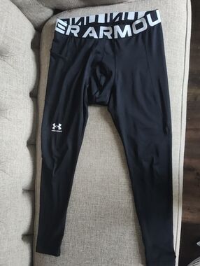 Under Armour Black Compression Coldgear Tights with White Branded Waistband